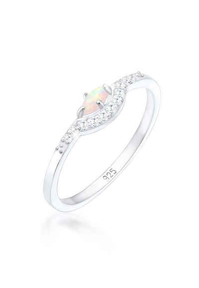 Elli Verlobungsring Vintage Design Zirkonia Marquise Opal 925er Silber