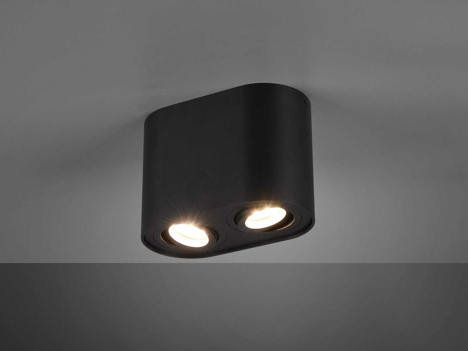 TRIO Leuchten LED Deckenstrahler, LED wechselbar, Warmweiß, Aufbau-Spot Aufputz Strahler innen 2-flammig Lichtspots Schwarz H:12cm