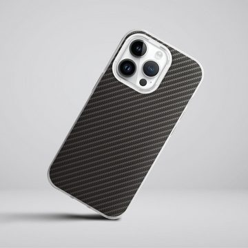 DeinDesign Handyhülle Metallic Look Muster Carbon Carbon, Apple iPhone 14 Pro Silikon Hülle Bumper Case Handy Schutzhülle