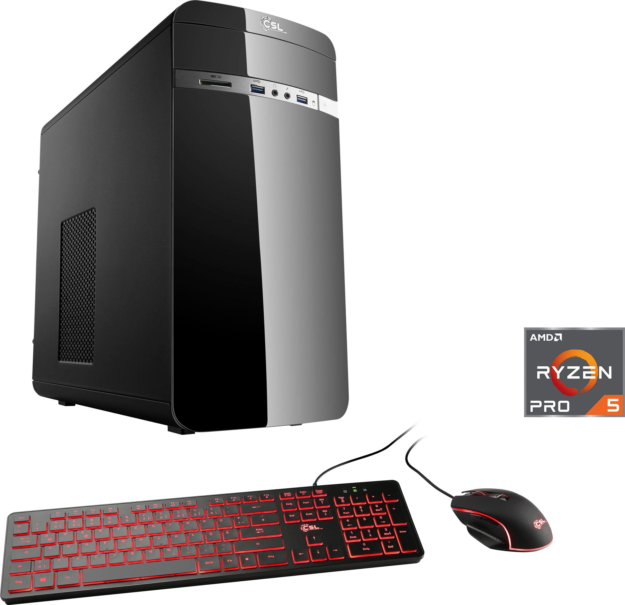 CSL Sprint V28986 RAM, SSD, 8 Gaming-PC schwarz 500 PRO AMD Ryzen Radeon Graphics, GB Luftkühlung) GB (AMD 5 4650G