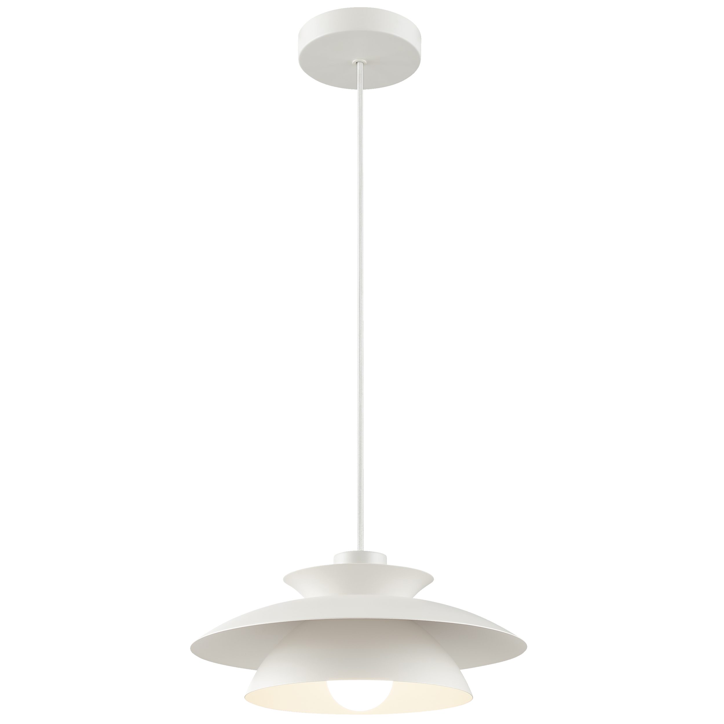 Lightbox Pendelleuchte, ohne Leuchtmittel, Doppelschirm, Ø 30,5 cm, H 120 cm, E27 Fassung, Metall, weiß matt