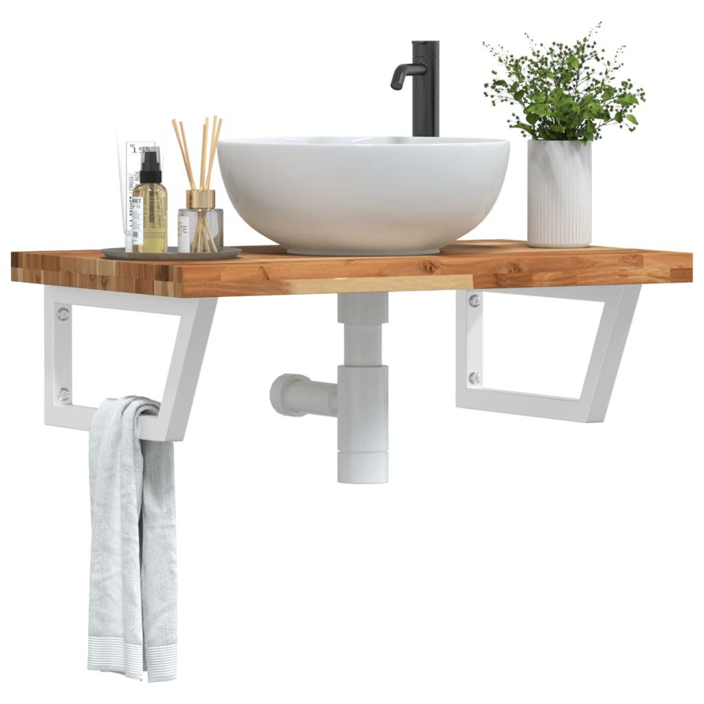 vidaXL Badezimmerspiegelschrank Waschbeckenregal Wandmontage Stahl und nholz (1-St)
