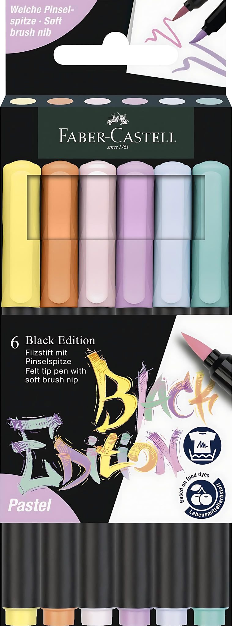 Faber-Castell Malstift Faber Castell Filzstift Black Edition Pastell 6er Etui