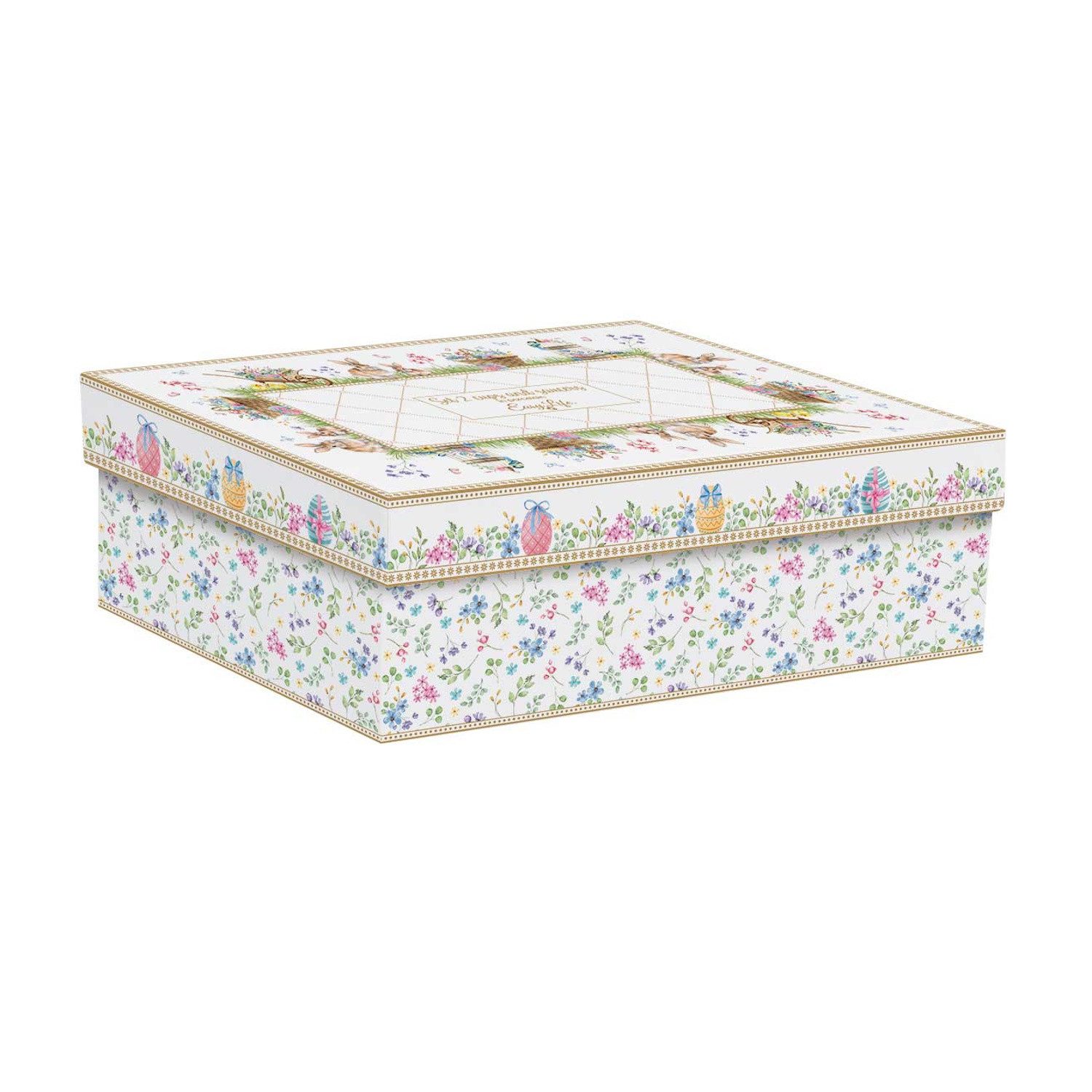 EasyLife Untertasse Spring Bloom, Spülmaschinengeeignet, Mehrfarbig, Hasen & Blumenkörbe, H: 6.5cm