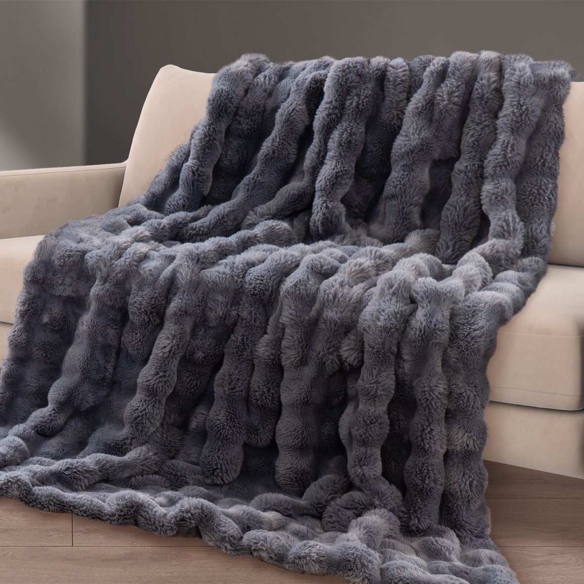 Wohndecke Microfaser, MESANA, modernes Bubble-Design, anthrazit günstig online kaufen
