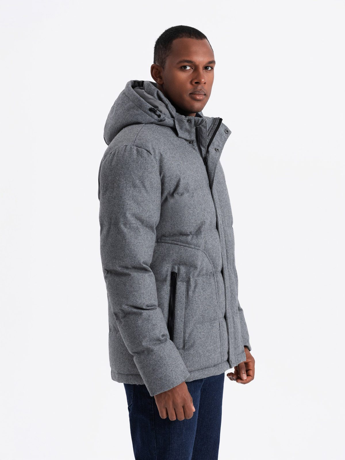 OMBRE Winterjacke Herren-Freizeit-Pufferjacke mit Wolle – Bild 2 von 5