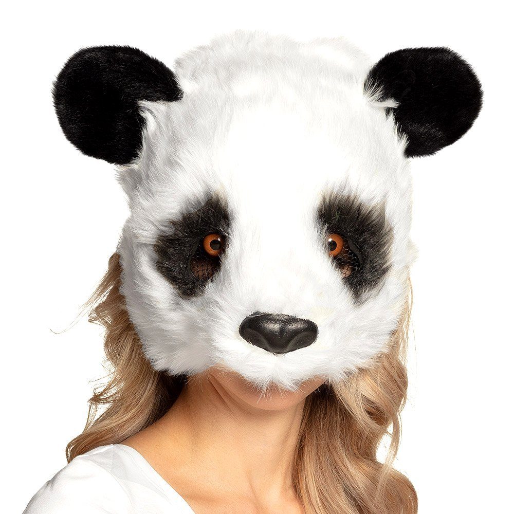 Boland Verkleidungsmaske Panda Halbmaske aus Plüsch, Bezaubernde Plüschmaske im Stil eines Kuscheltiers