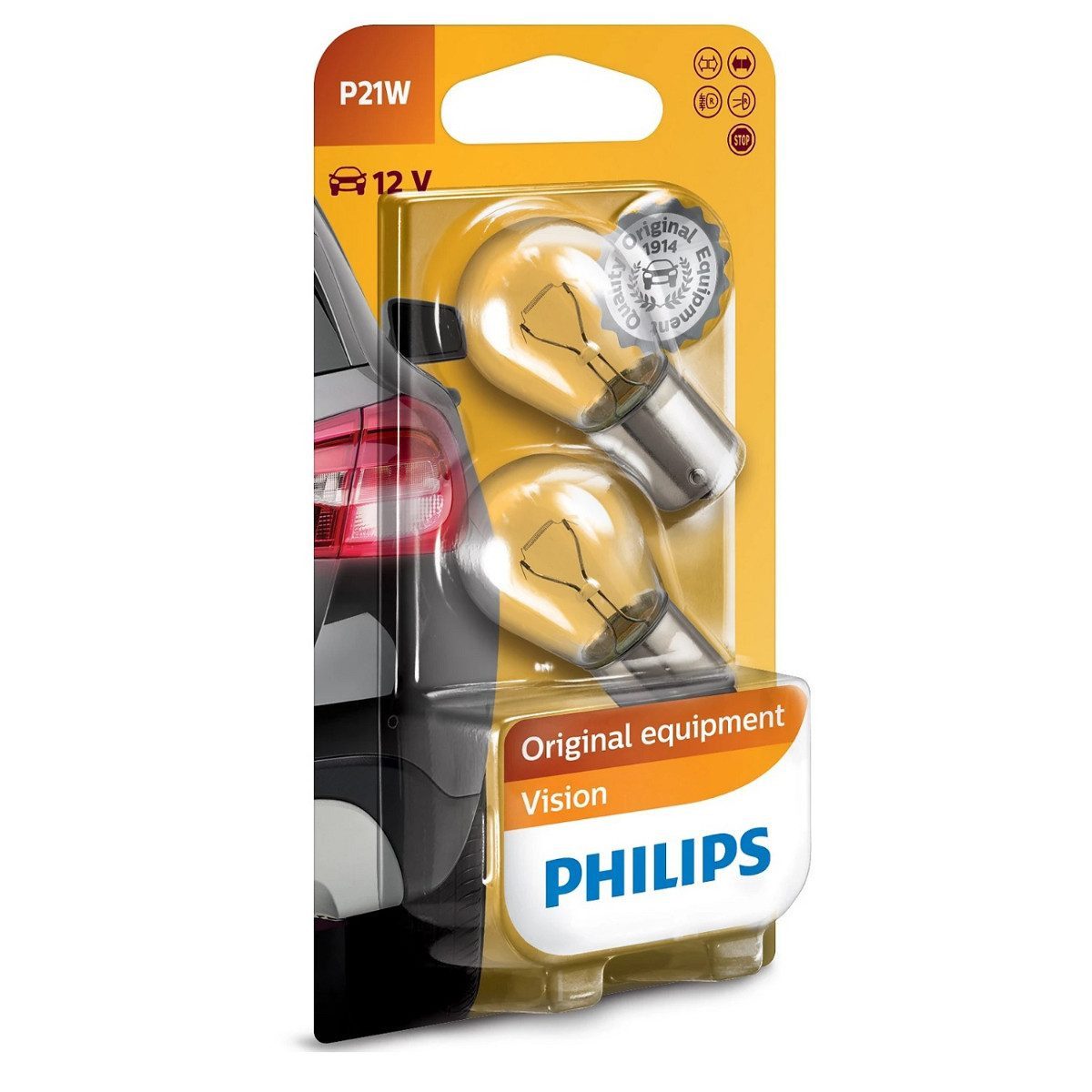 Philips KFZ-Ersatzleuchte P21W 21W BA15S 12V 21W BA15s Bremslicht, Glühlampe, Birne, 2St, 1 St. von Philips