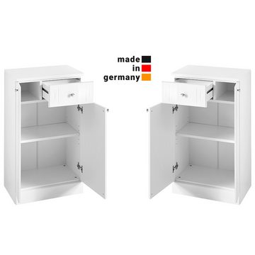 Lomadox Unterschrank NEMI-66 Badezimmer Standschrank in weiß mit weiß Hochglanz, : 50/85,4/33 cm