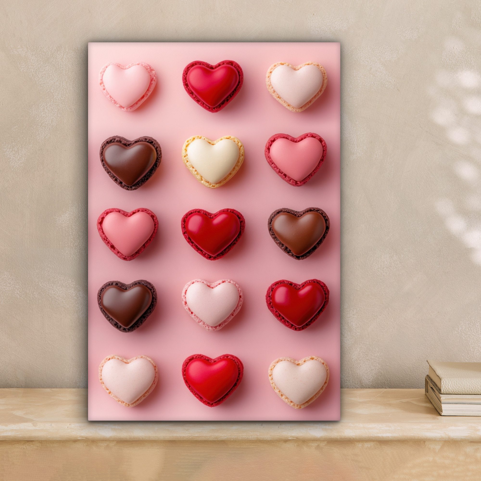 OneMillionCanvasses® Leinwandbild Makronen - Herzen - günstig online kaufen