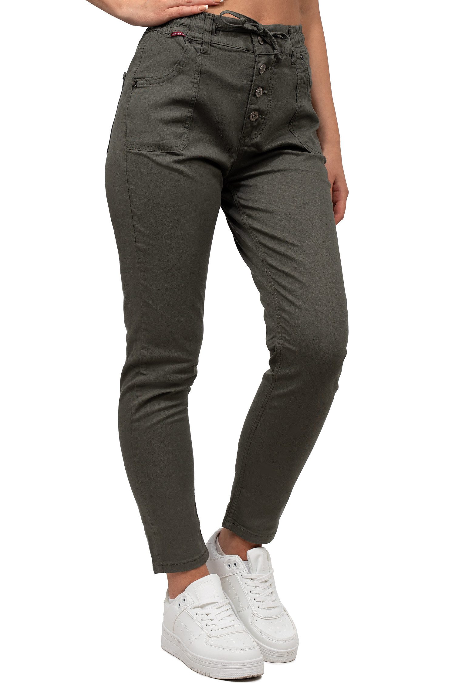 Cipo & Baxx Stoffhose Damen Regular Fit Hose Mid Waist BA-WD508 für lässige Alltagslooks und Freizeit-Outfits