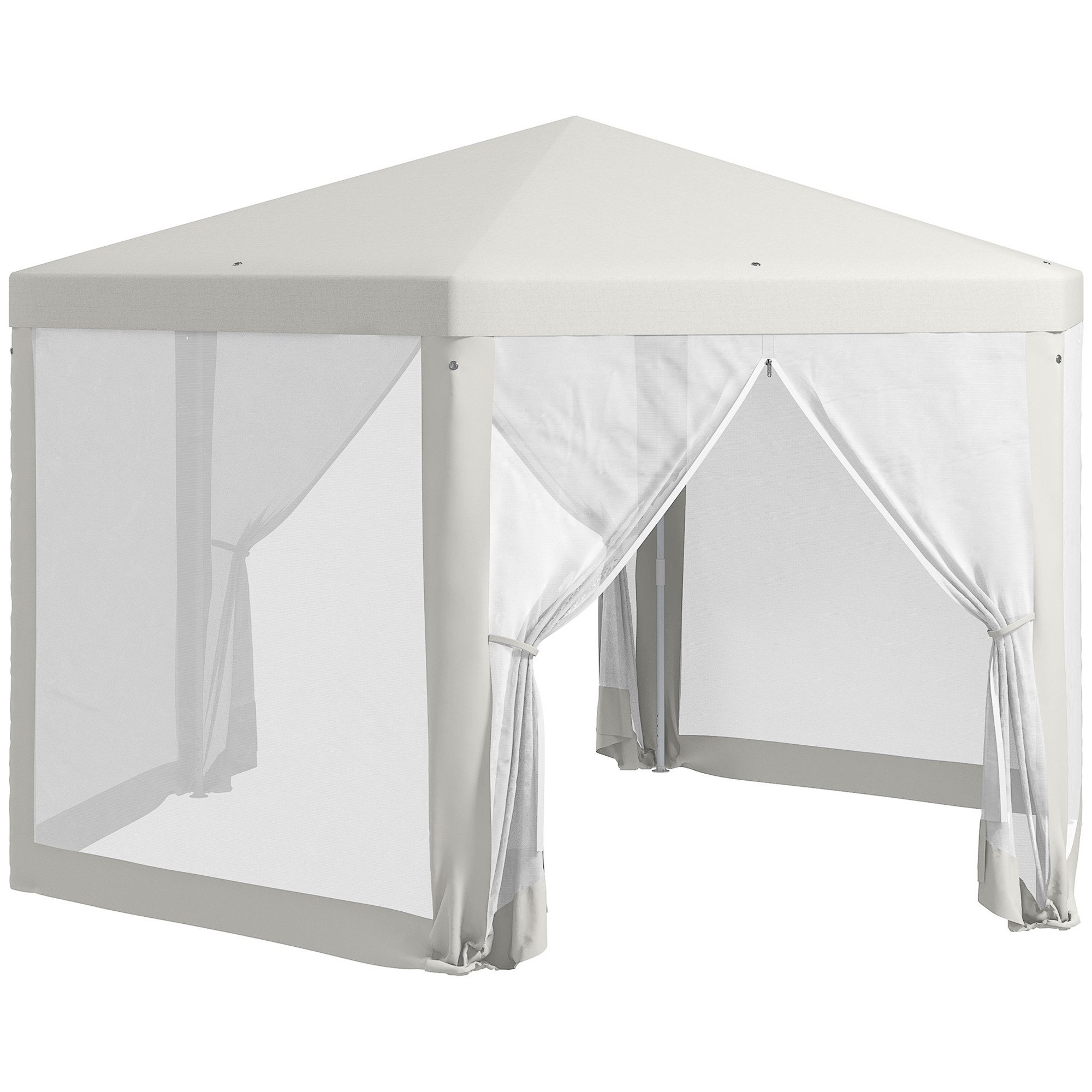 Rutaqian Partyzelt 4x4m Sechseckiges Partyzelt mit Moskitonetz, (für Garten und Camping, Gartenpavillon, Partyzelt), Gartenzelt aus Polyester und Metall