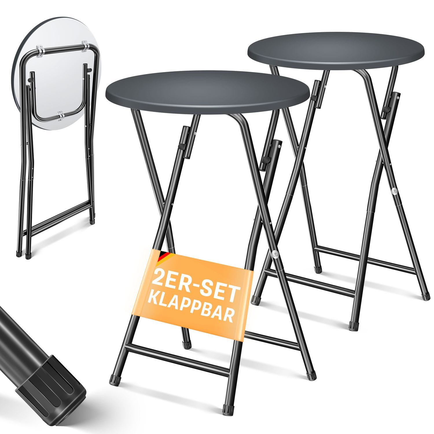 KESSER Bistrotisch Stehtisch Bistrotisch mit PVC-Platte Wetterbeständiger Klapptisch (2-St., 4 Standfüße pulverbeschichtet), Partytisch Tisch rutschfest In- & Outdoor Hochzeit Empfangstisch
