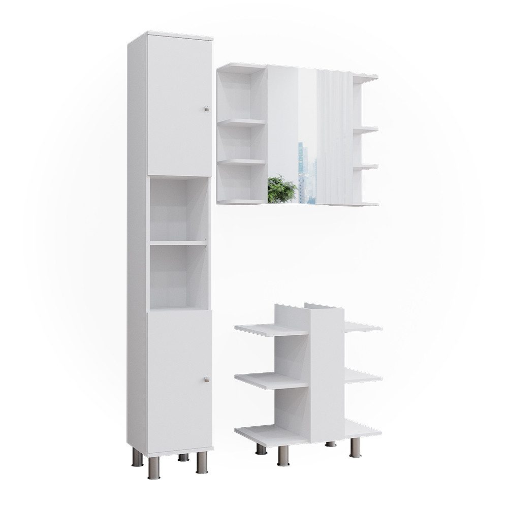 Vicco Badmöbel-Set Fynn, Weiß, 3 Teile, günstig online kaufen