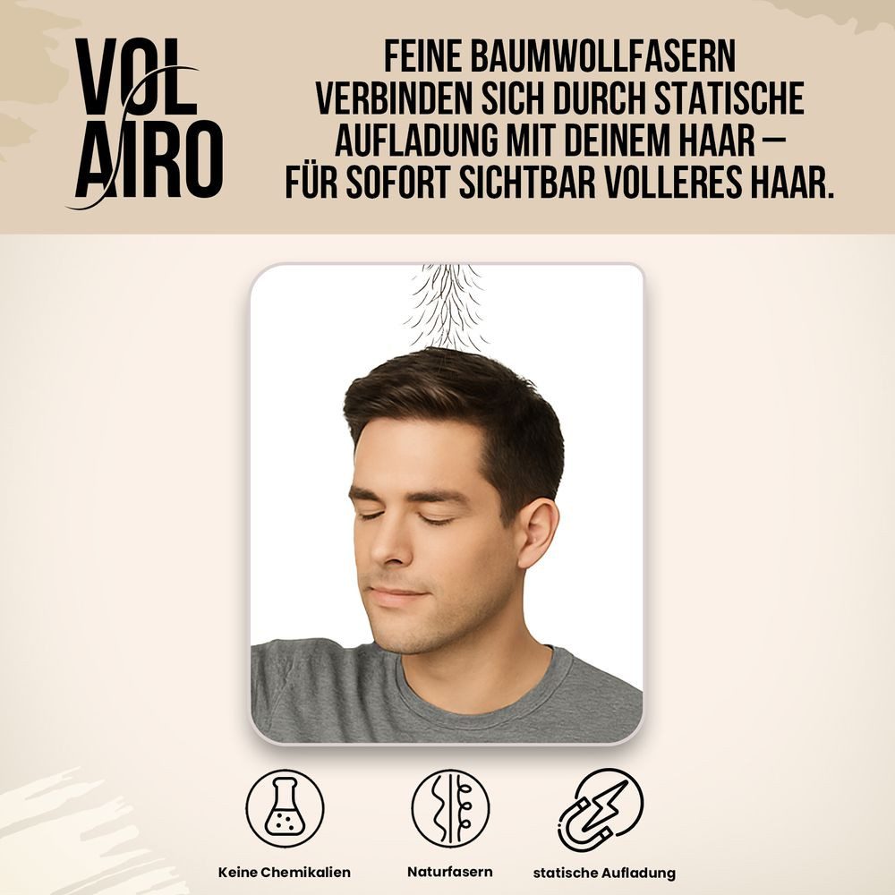 Volairo Haarpuder Streuhaar Haarverdichter – Sofort dichteres Haar, natürliche Wirkung, für Männer & Frauen, für Ansatz & Haarlinie & für dünner werdendes Haar, große Farbauswahl
