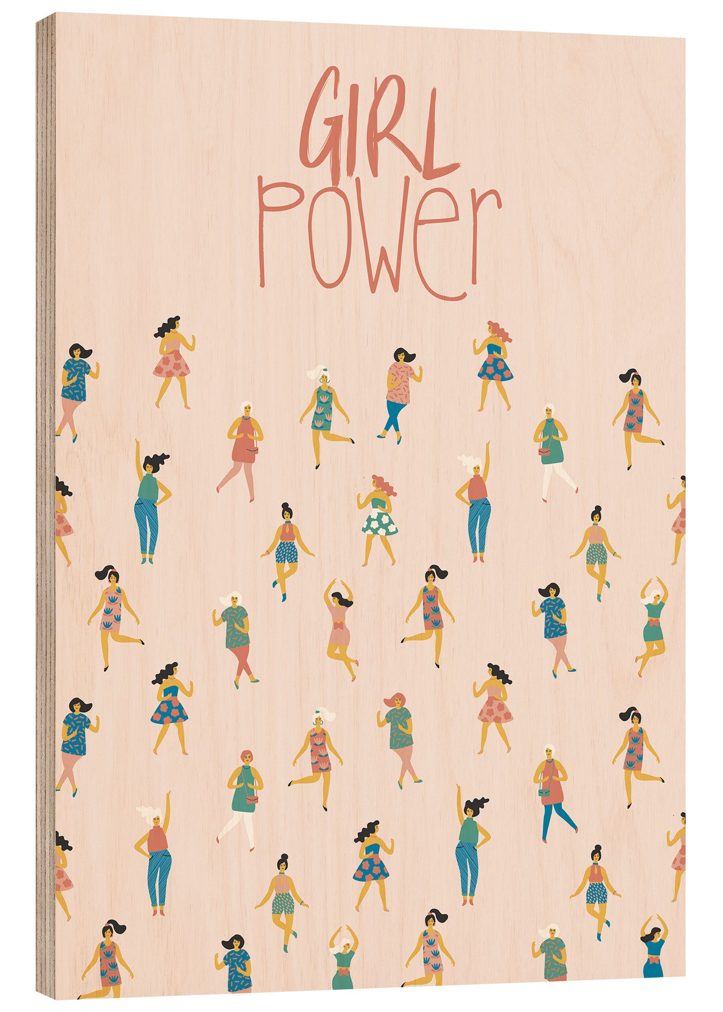 Posterlounge Holzbild Editors Choice, Girl Power, Jugendzimmer Illustration