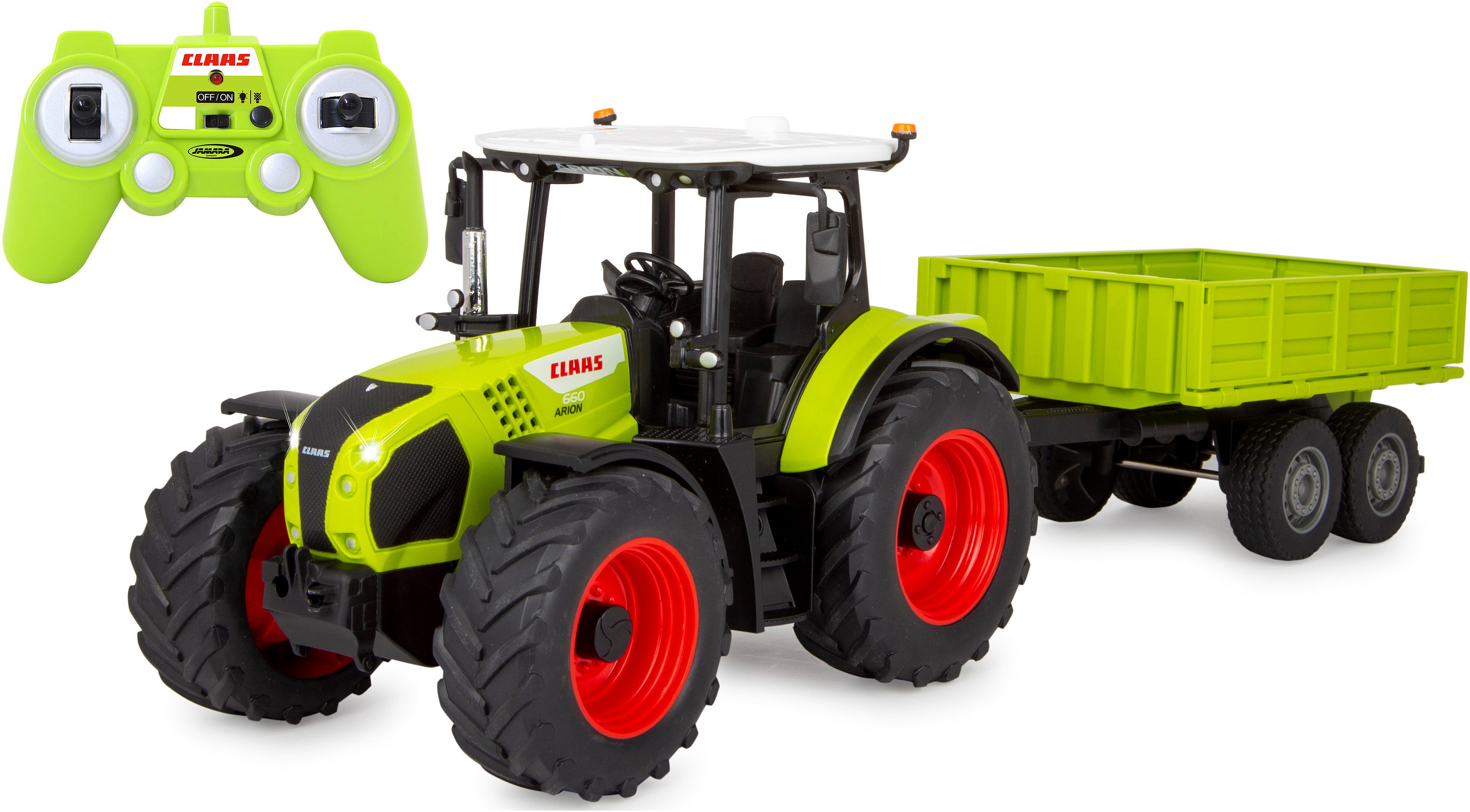 Jamara RC-Traktor Claas Arion 660 mit Kippanhänger 1:24 2,4GHz, mit LED Lic günstig online kaufen