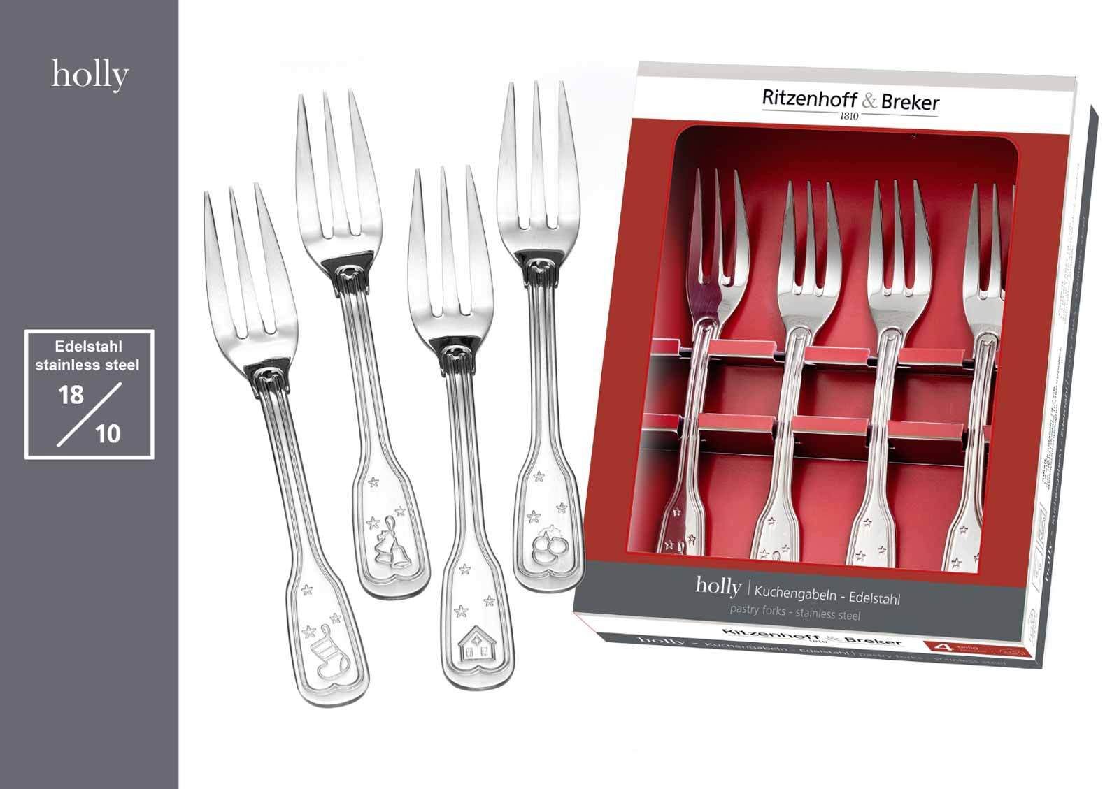 Ritzenhoff & Breker Kuchengabel Holly Kuchengabel-Set 14,2 cm 4er Set (4 Stück)