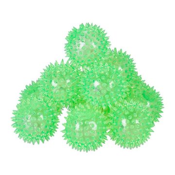 relaxdays Flummi LED Igelball 12er Set grün