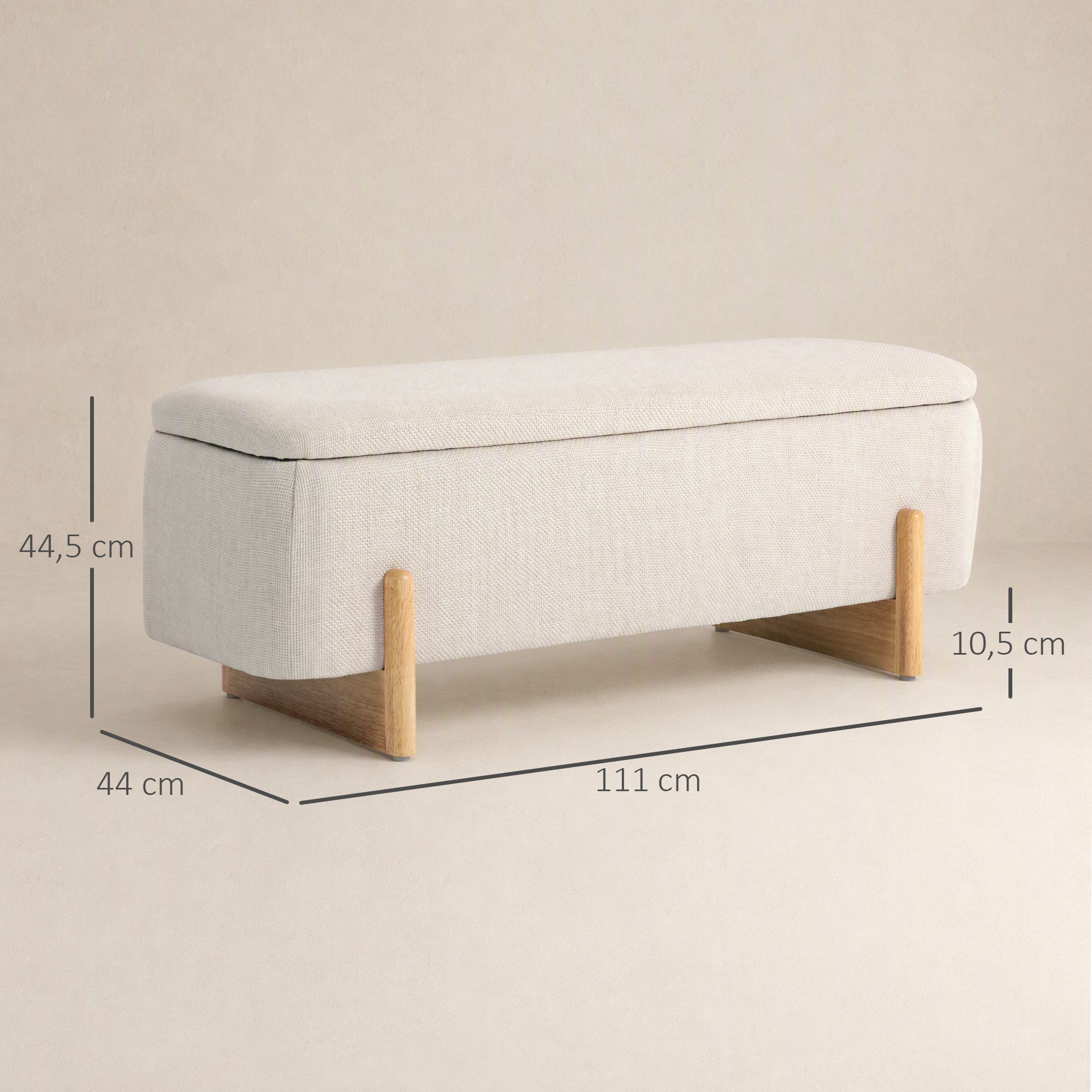 HOMCOM Sitzbank Polsterbank mit Leinenoptik, Sitztruhe Sicherheitsscharniere (Bettbank, 1-St., Polsterbank mit Stauraum), für Wohnzimmer, Schlafzimmer, Flur, 11 – Bild 3 von 5