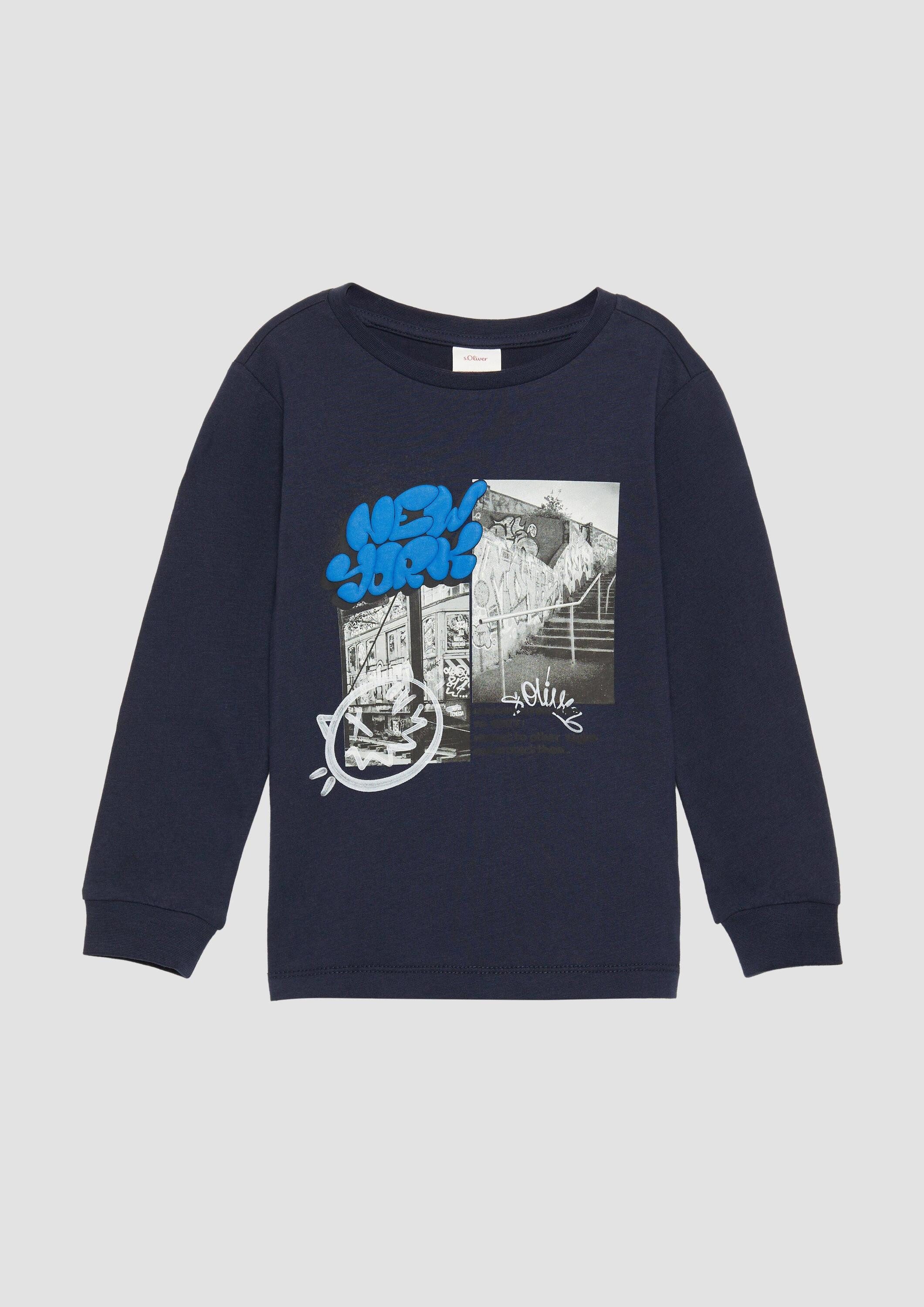 s.Oliver Langarmshirt T-Shirt Weiches Longsleeve mit Frontprint