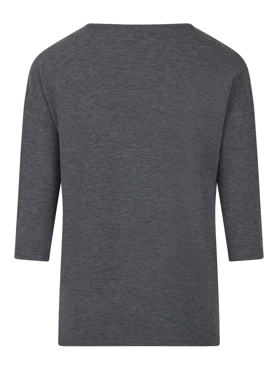Ärmel Grey Basic (2-tlg) mit (15289509) 3/4 Top Melange 3/4 T-Shirt Rundhalsausschnitt Fit ONGLAMOUR ONLY Damen Shirt Arm Regular Dark