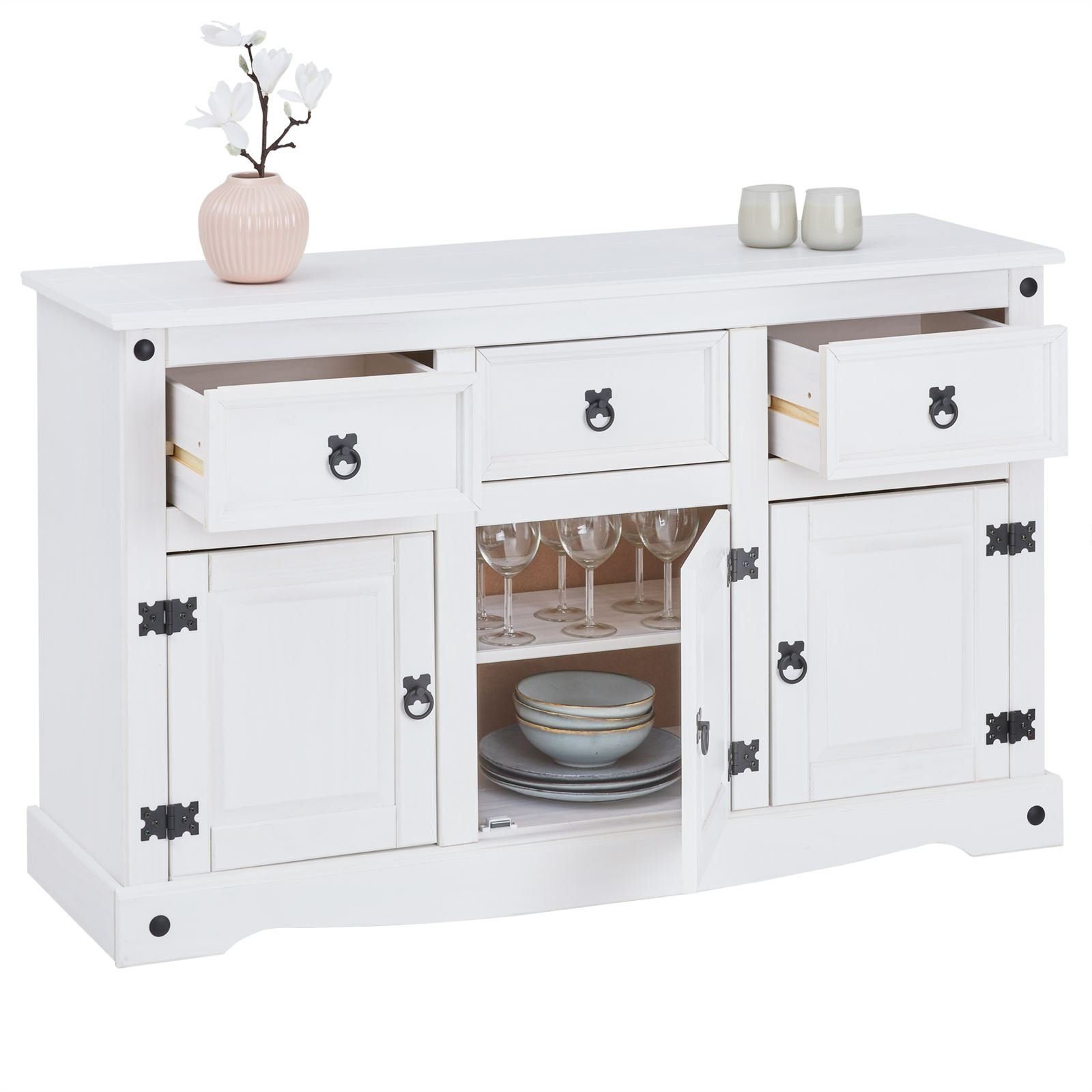CARO-Möbel Sideboard RURAL, Mexico Sideboard Anrichte Kommode im Landhausstil Kiefer massiv