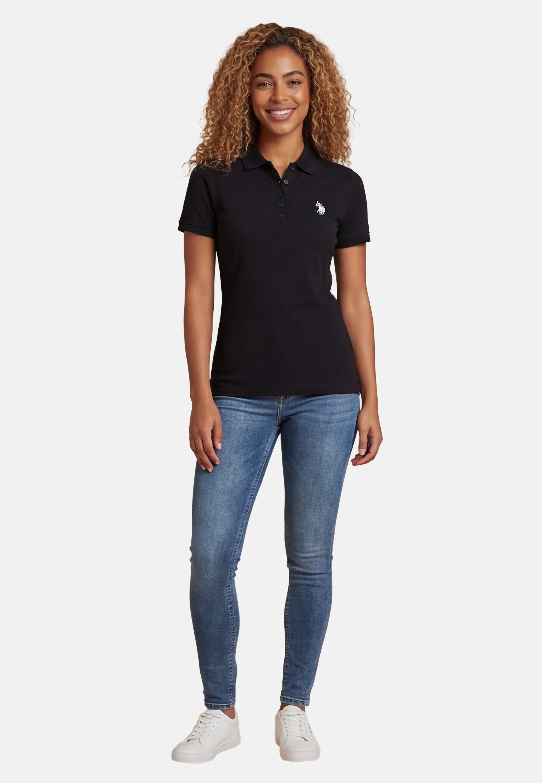 U.S. Polo Assn. Poloshirt USSiirena – Damen Classic Fit kurzarm mit Logo-Stickerei Mit Flachstrick-Kragen, Knopfleiste und elastischer Baumwollmischung