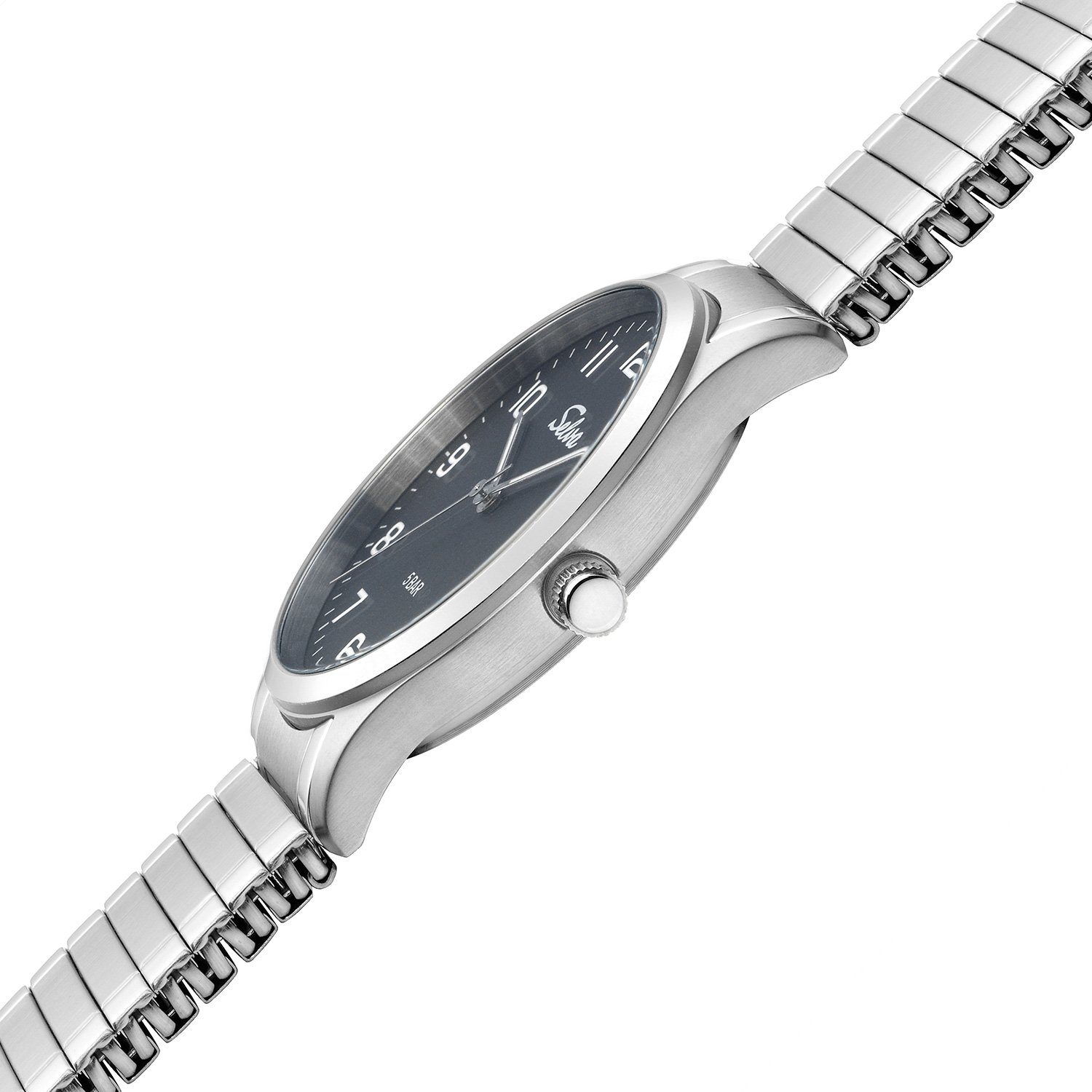 Selva Technik Quarzuhr Zugband Quarz-Armbanduhr weiß Schwarz 39mm mit Zifferblatt bicolor, Ø SELVA