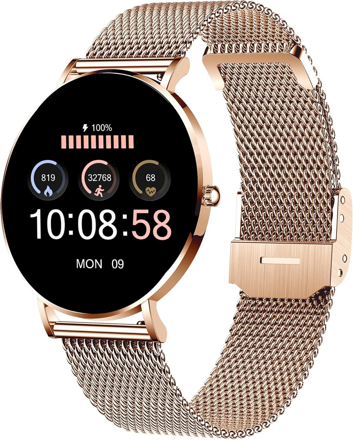 XCOAST 570420 Smartwatch (3,3 cm, android ios), Smartwatch mit 6.9 mm ultraflachem Design, AMOLED Display