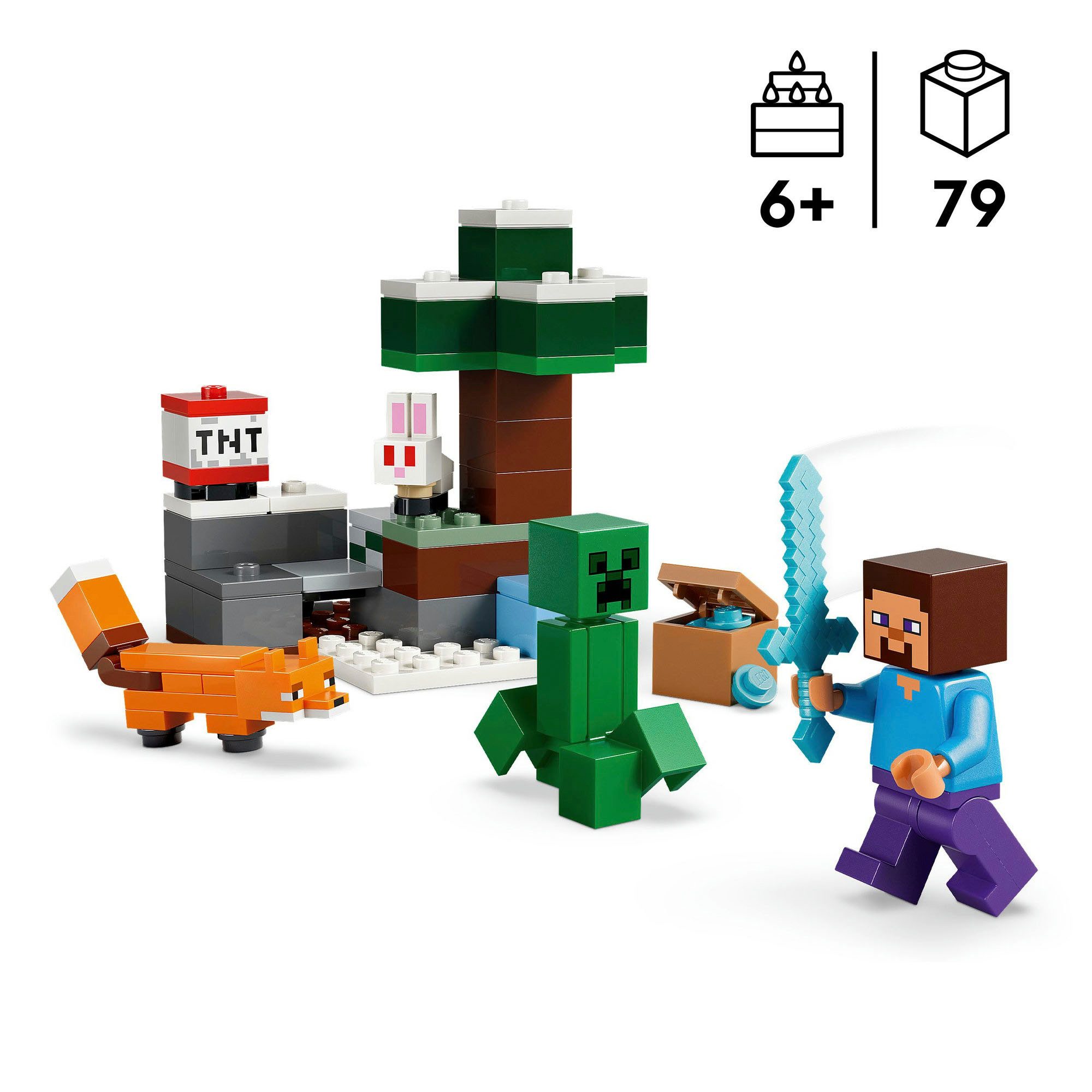 LEGO® Steves Abenteuer in der Taiga (21583), LEGO Minecraft Konstruktionsspielsteine, (79 St), Made in Europe