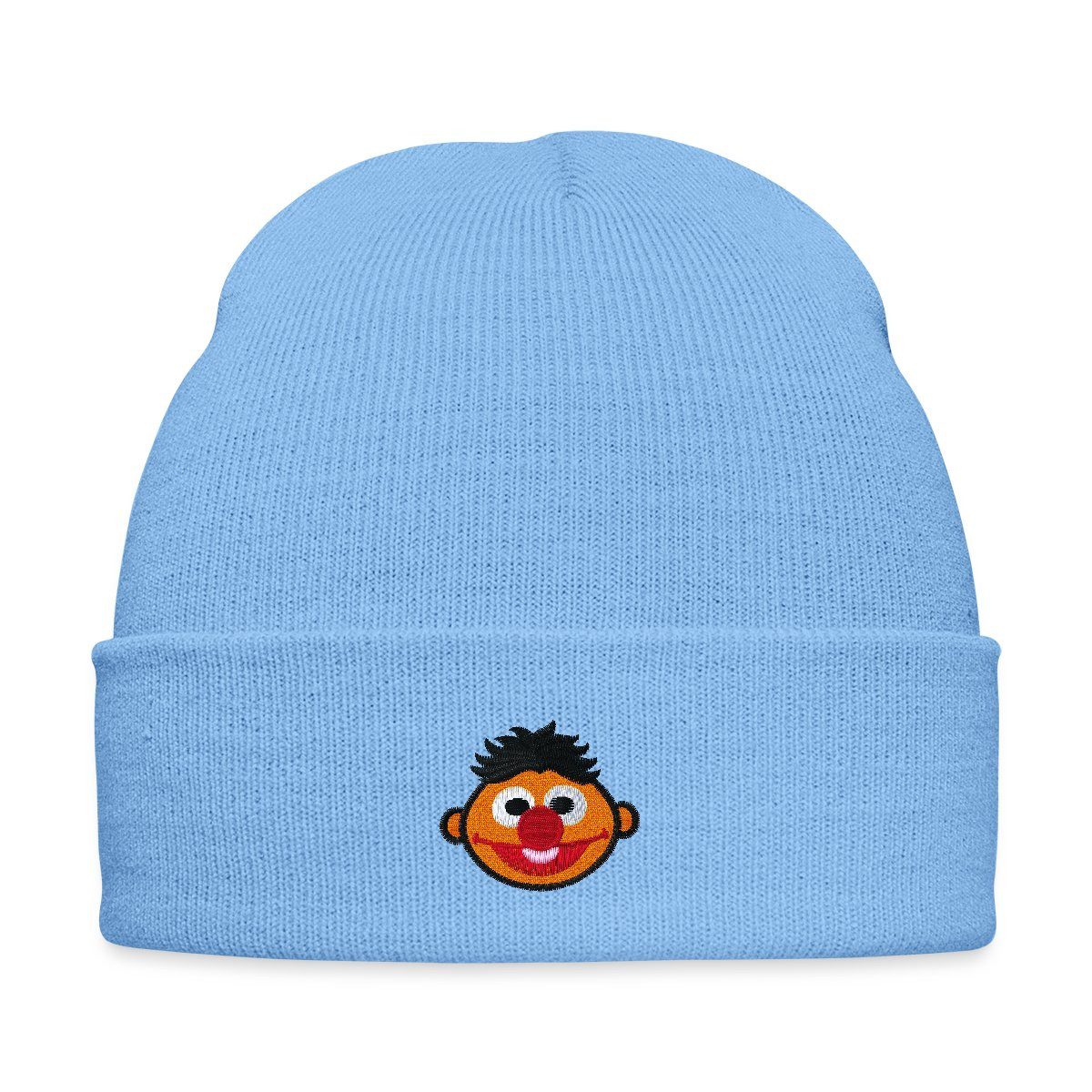 Spreadshirt Beanie Sesamstraße Ernie Als Stickmotiv Bestickte Wintermütze (1-St)