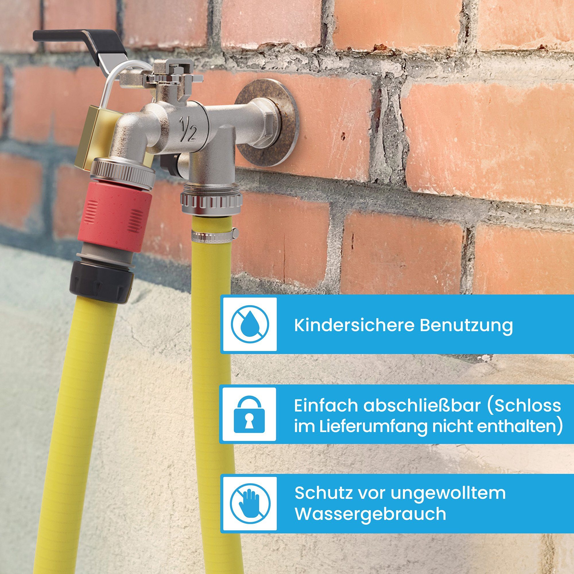 Bächlein Auslaufventil Doppel-Wasserhahn für den Garten