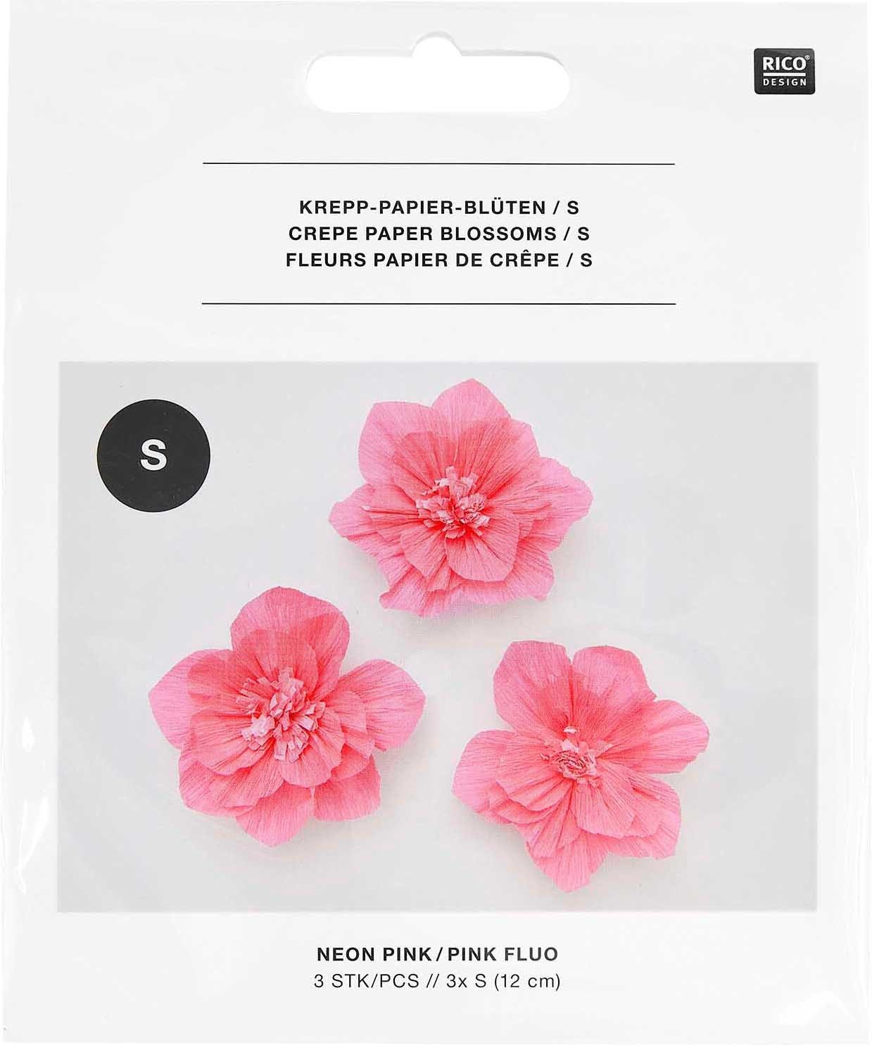 Rico Design Papierdekoration Krepppapier-Blüten, 3 Stück