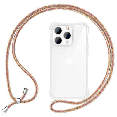 Nalia Handykette Apple iPhone 14 Pro, Klare Hybrid Hülle mit Kette / Schutzhülle zum Umhängen / Handyband