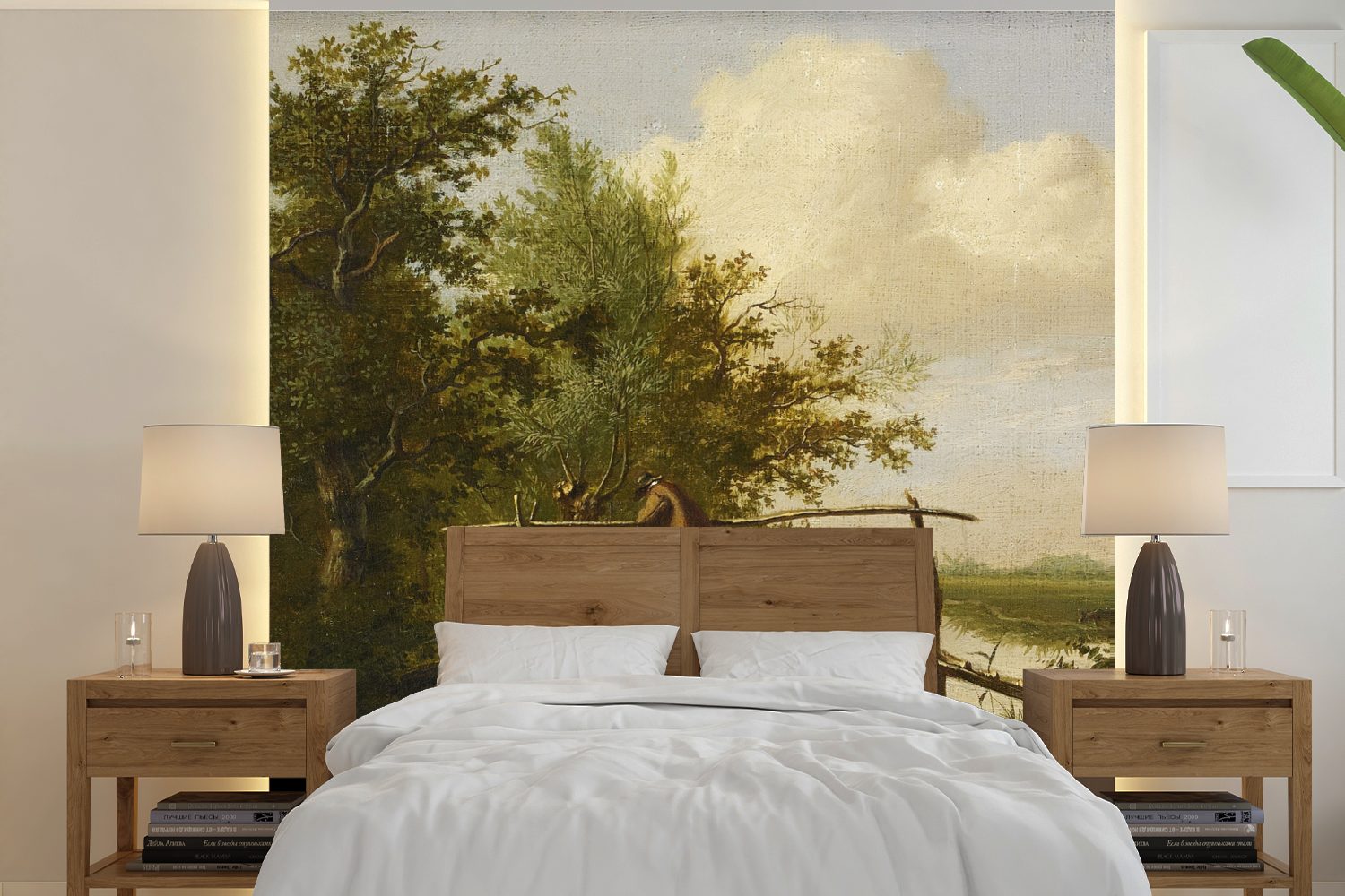 MuchoWow Fototapete Landschaft - Gemälde von G.J.J Van Os, Matt, bedruckt, (5 St), Vinyl Tapete für Wohnzimmer oder Schlafzimmer, Wandtapete