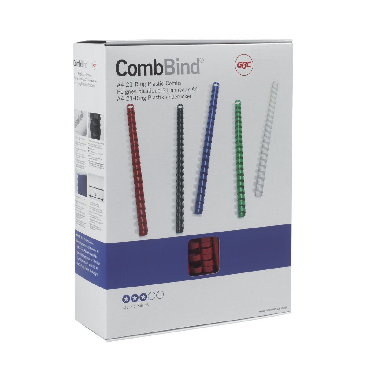 GBC Thermo-Bindemappe Plastikbinderücken CombBind A4 PVC 51mm VE=50 Stück weiß, (