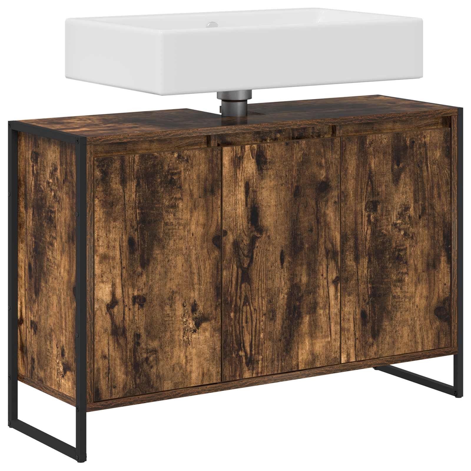 vidaXL Badezimmerspiegelschrank Badezimmerschrank Raucharbe 90 x 30 x 60 cm Holzwerkstoff (1-St)
