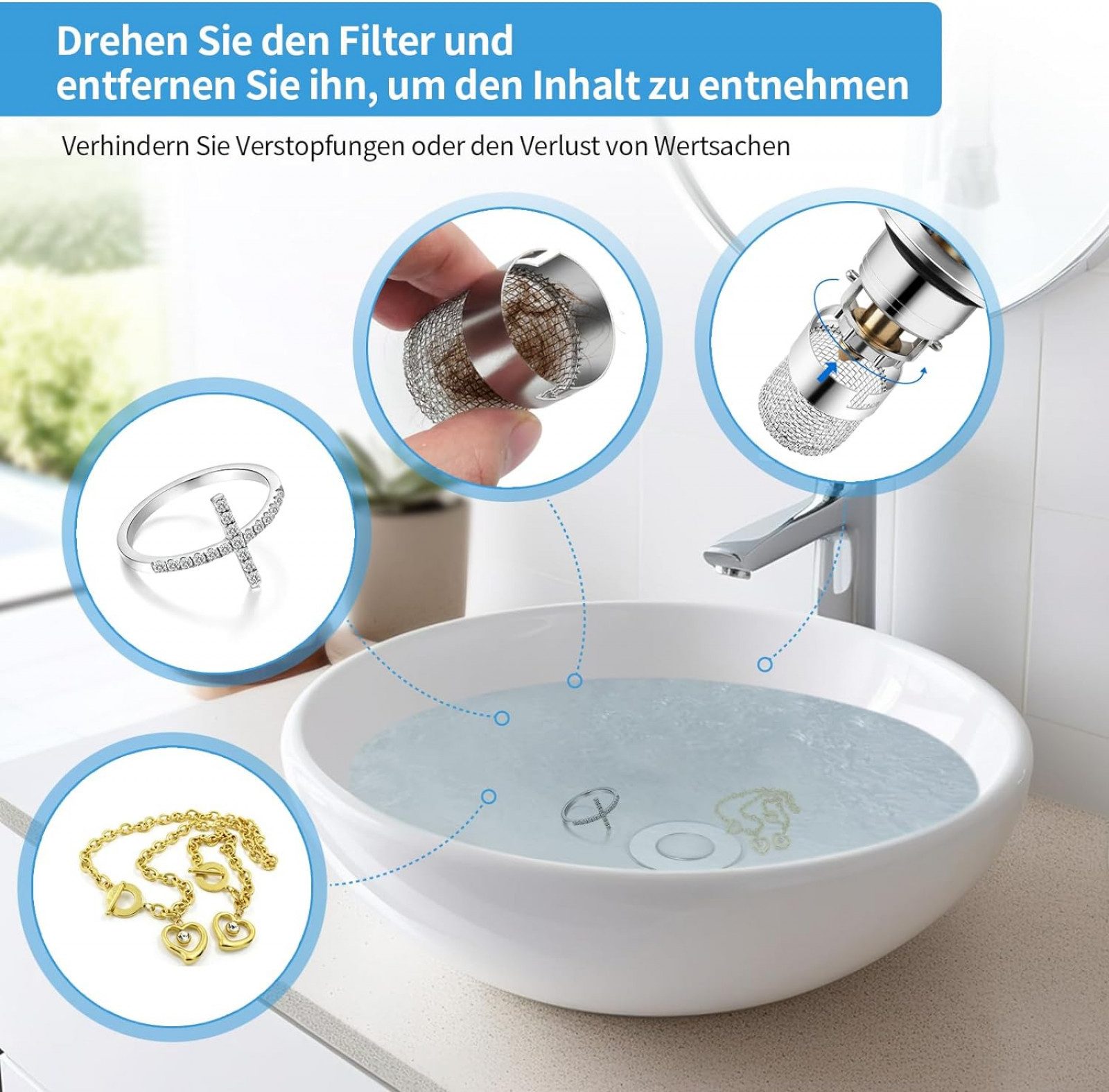 FELIXLEO Waschbeckenstöpsel WaschbeckenstöPsel für 34-40mm Abflussstopfen Waschbecken, (2 St)