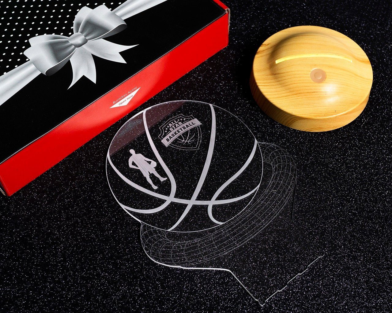 Geschenkelampe LED Nachttischlampe Basketball 3D für Spieler Leuchte Gravur Basketball für Geschenk Geschenk 7 Jungen, Liebhaber, Basketball Farben integriert, Männer, fest