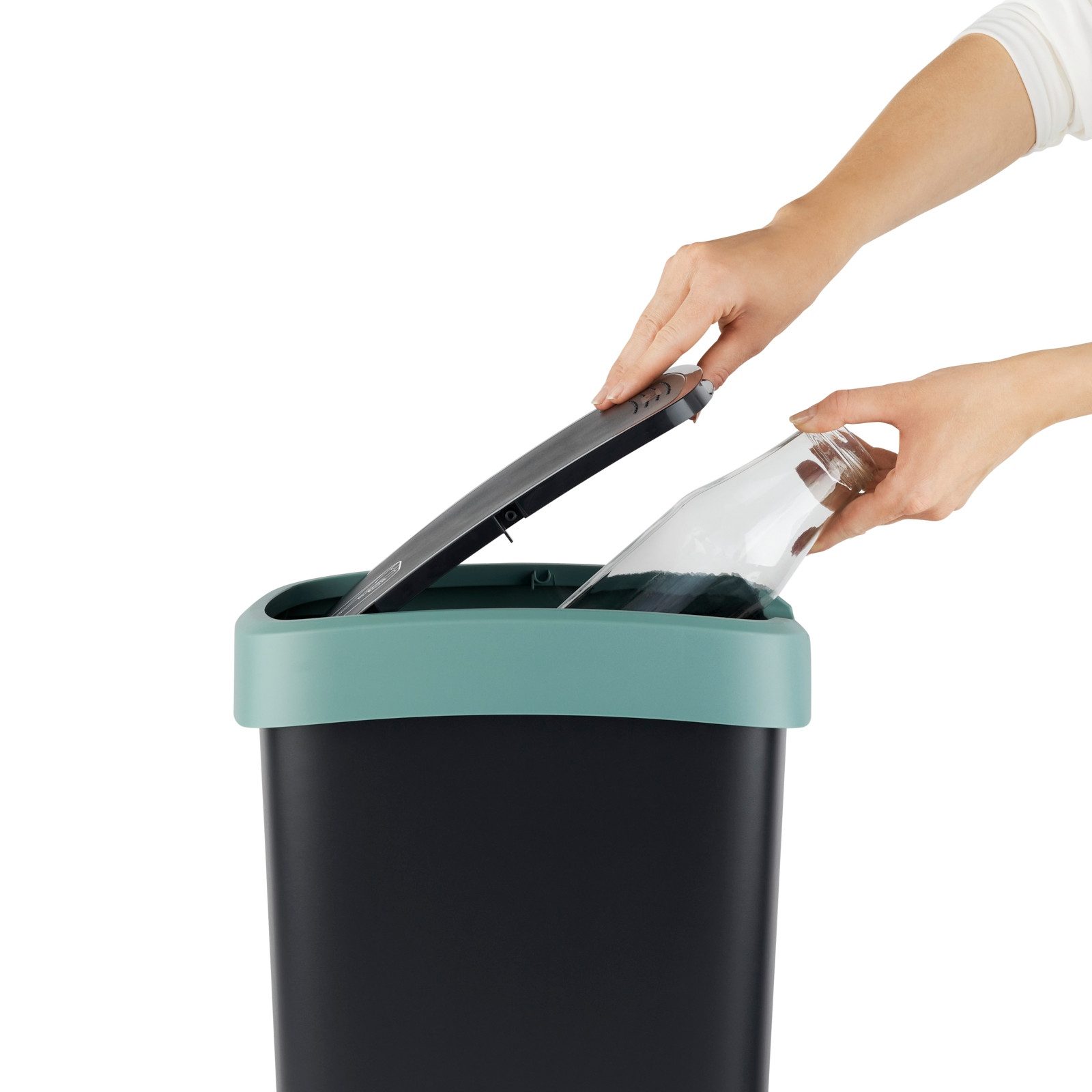 ROTHO Mülleimer Twist Mülleimer 25l mit Deckel, Kunststoff (PP) BPA-frei