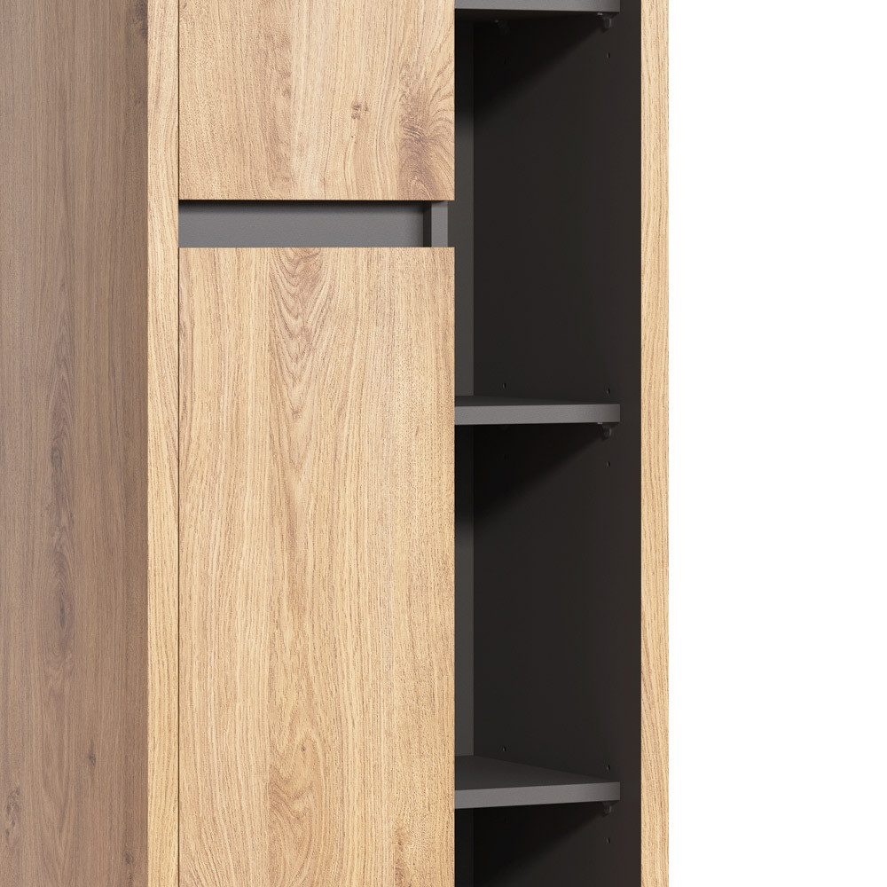 Lomadox Hochschrank DANZIG-56 in Shetland Eiche Nb. mit Graphitgrau, B/H/T: günstig online kaufen