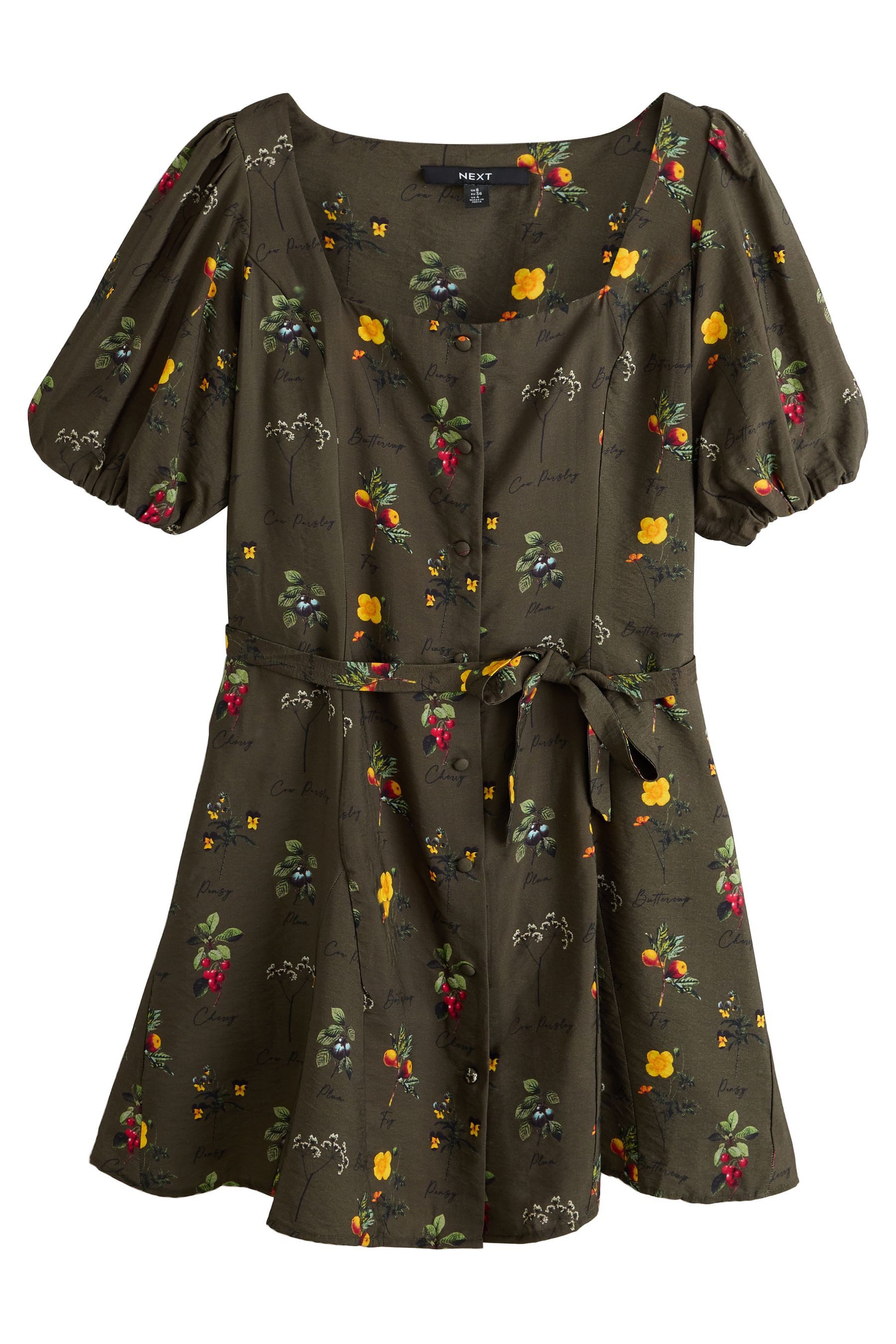 Next Minikleid Durchgeknöpftes Minikleid mit Puffärmeln (1-tlg)