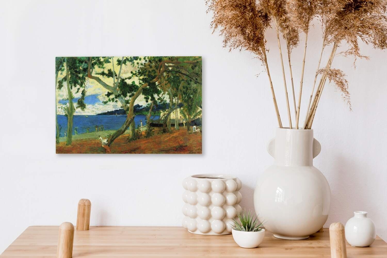 OneMillionCanvasses® Leinwandbild Am Rande des Sees Paul von Wanddeko, Aufhängefertig, (1 Leinwandbilder, - St), Gauguin, cm Wandbild Gemälde 30x20