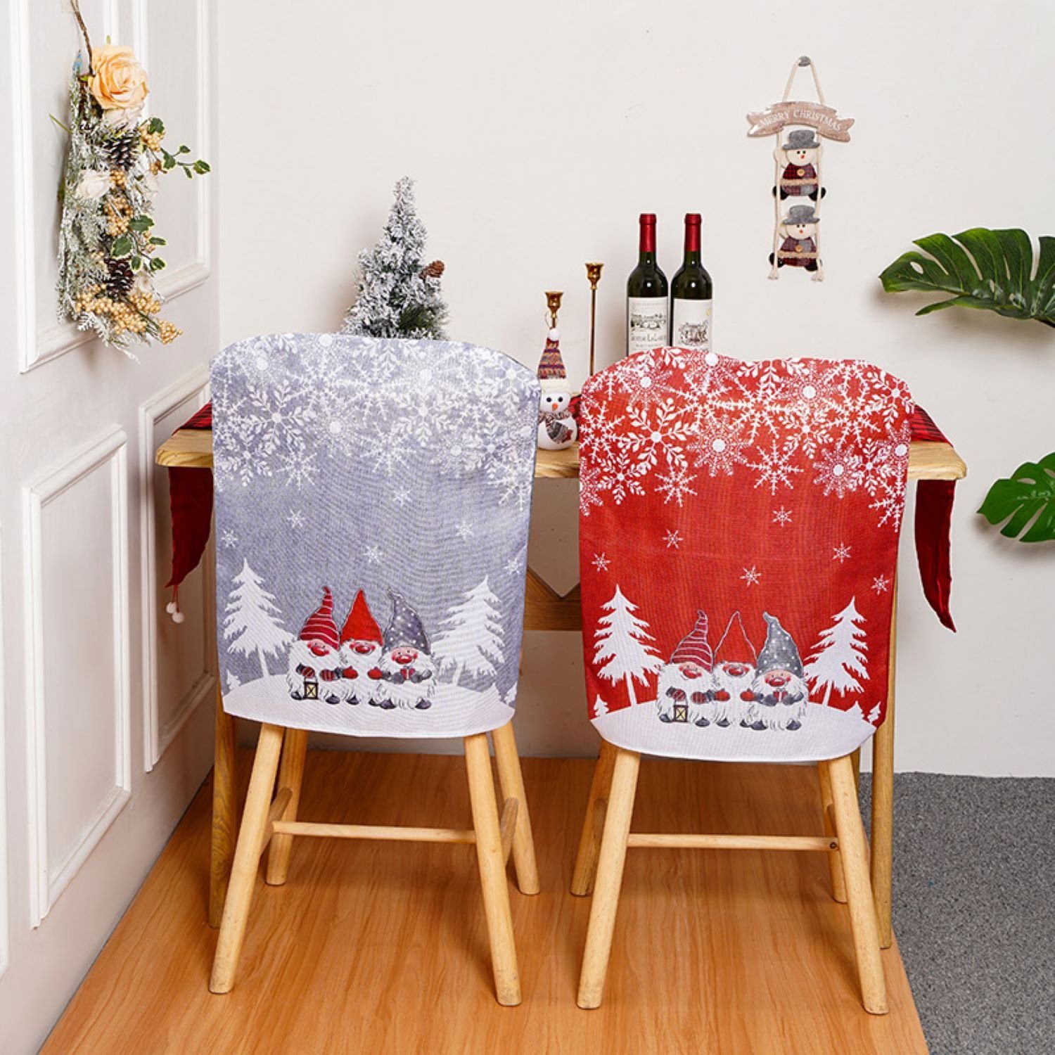 Stuhlhusse 2 Stück Weihnachten Stuhl zurück Abdeckung Dekorationen, MAGICSHE