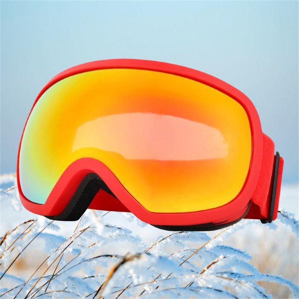 Rouemi Skibrille Skibrille für Erwachsene, Wind- und schneesichere Outdoor-Sportbrille Rot
