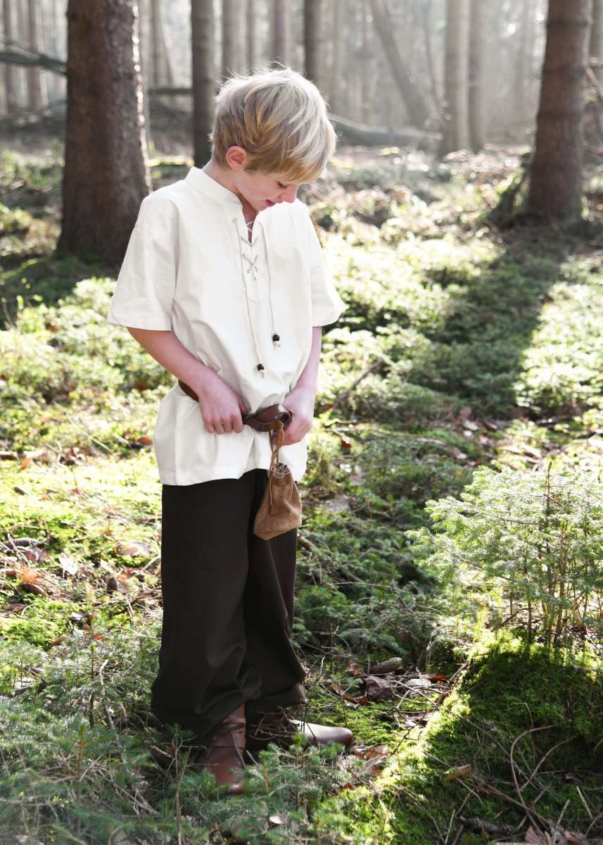 Battle Merchant Ritter-Kostüm Kinder Mittelalter-Hemd Nilo, kurzarm, natur 110