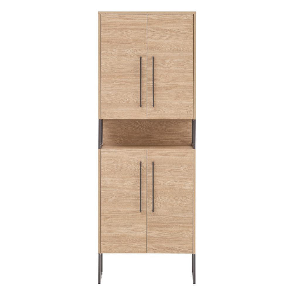 Lomadox Hochschrank LIMOGES Badezimmer -80 in Eiche hell Nb., B/H/T: 65,2/183,4/33,1 cm