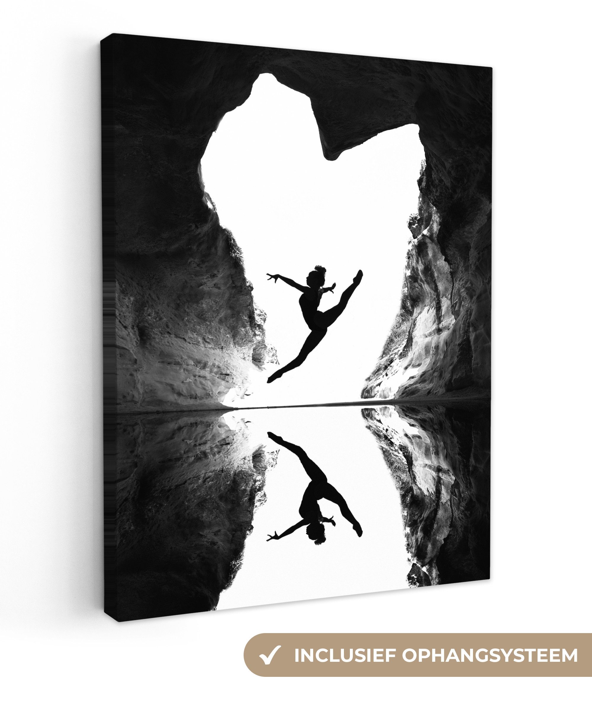 OneMillionCanvasses® Leinwandbild Ballett - Herz - Höhle - Schwarz - Weiß, Fotodruck (1 St), Leinwand Bilder für Wohnzimmer Schlafzimmer 30x40 cm