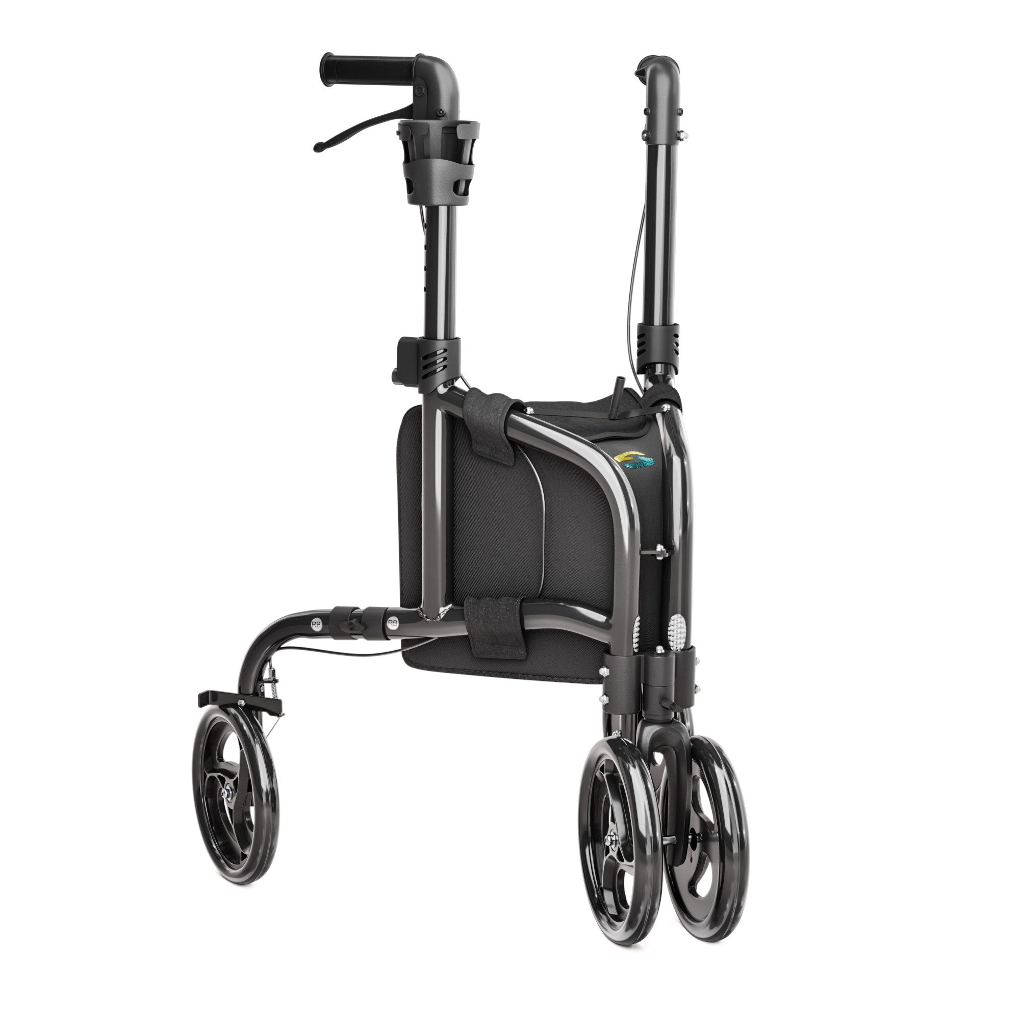 Helavo Rollator H1080, Schmaler 3-Rad-Rollator mit Doppel-Frontrollen & Dualbremse bis 136kg